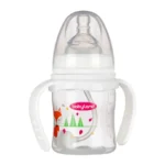 بی بی لند شیشه شیر (شیر خوری) ضد نفخ (آنتی کولیک) اتوماتیک دهانه عریض فندقی (گرد) دسته دار مناسب نوزادان 0 تا 6 ماه 150 میلی - کد 356 - تصویر 2