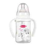 بی بی لند شیشه شیر (شیر خوری) ضد نفخ (آنتی کولیک) اتوماتیک فندقی (گرد) دسته دار مناسب نوزادان 0 تا 6 ماه 150 میلی - کد 360 - تصویر 2