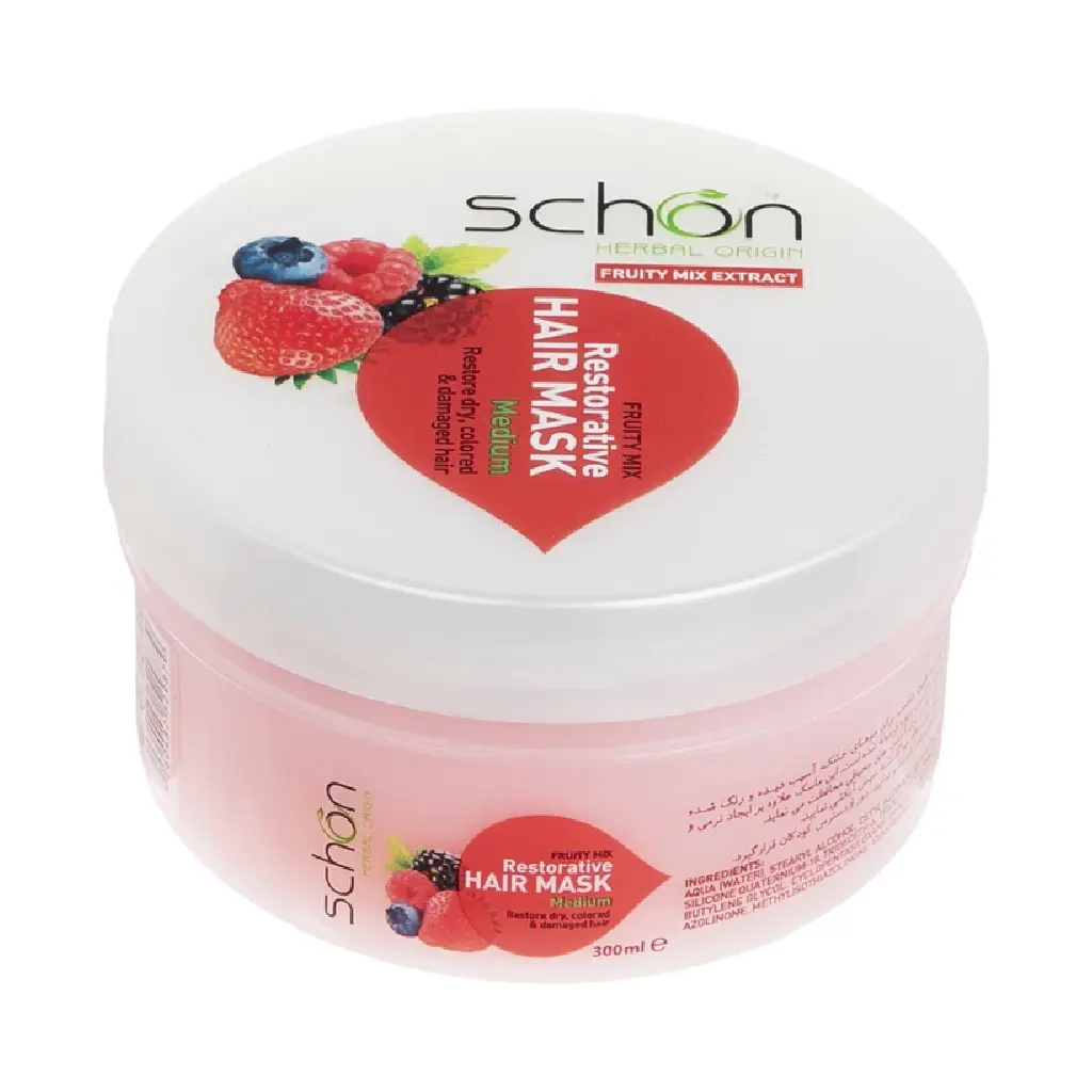 fruty 300-01 شون ماسک مو کاسه ای میوه ای احیا کننده و درخشان کننده موی خشک و آسیب دیده و رنگ شده حجم 300 میلی لیتر - تصویر 1