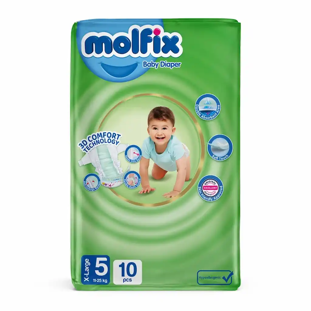 molfix 5 normal مولفیکس پوشک بچه سایز 5 بسته 10 عددی - تصویر 1