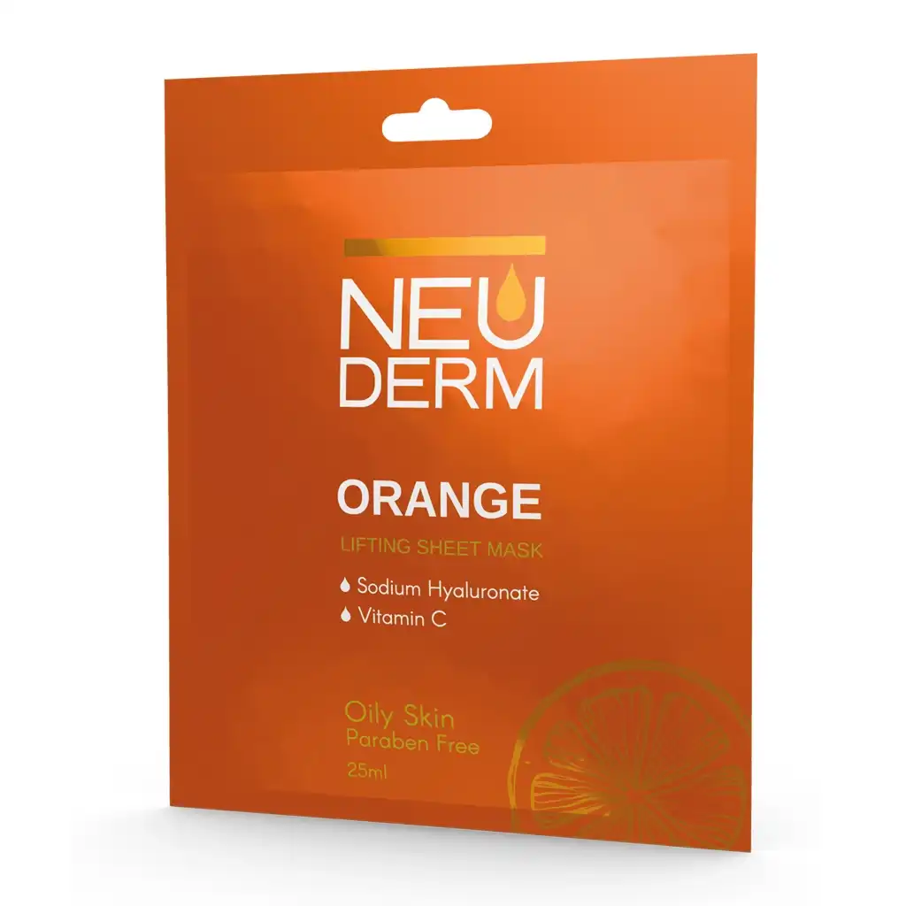 orange-sheet-mask-01 نئودرم ماسک صورت حاوی عصاره پرتقال مناسب پوست چرب 25 میلی لیتر - تصویر 1